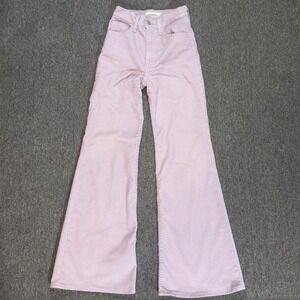 Levis Ribcage Bell Bottoms Pink Corduroy Cotton Stretch Women's Size 24 Flare